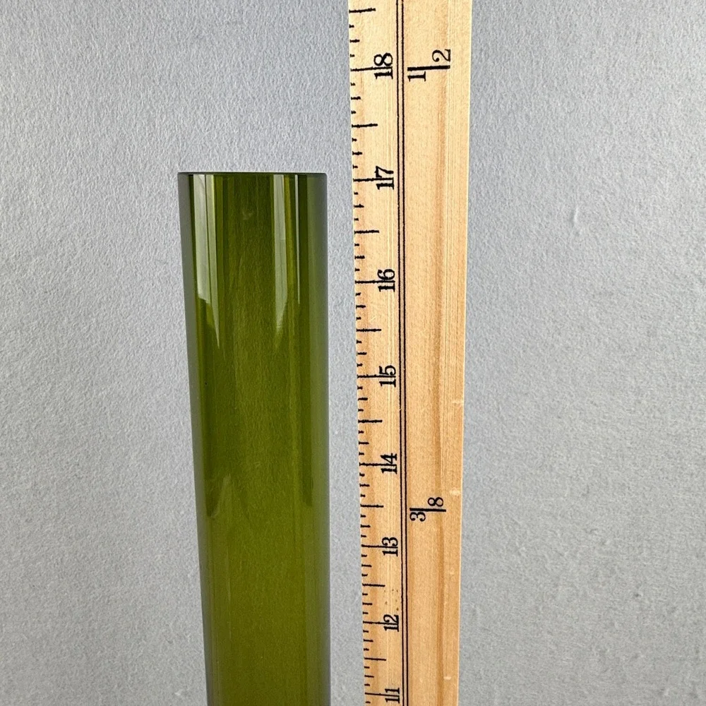 VTG‎ Marquis by Waterford Olive Green Art Glass Vase Modernist 17